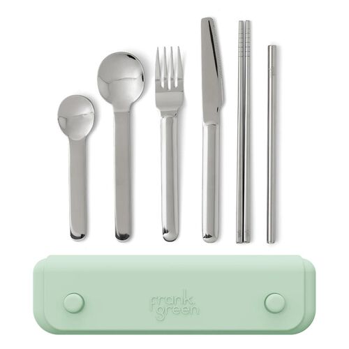 frank green 6 Piece Cutlery Set in Silicone Pouch Mint Gelato